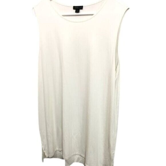 J. Jill Wearever Collection White Sleeveless Tunic Top Rayon Blend Stretch M - Picture 1 of 4